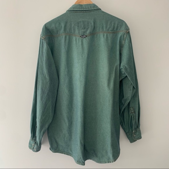 Vintage Quicksilver Denim Chambray Pearl Snap Size M - Picture 4 of 7